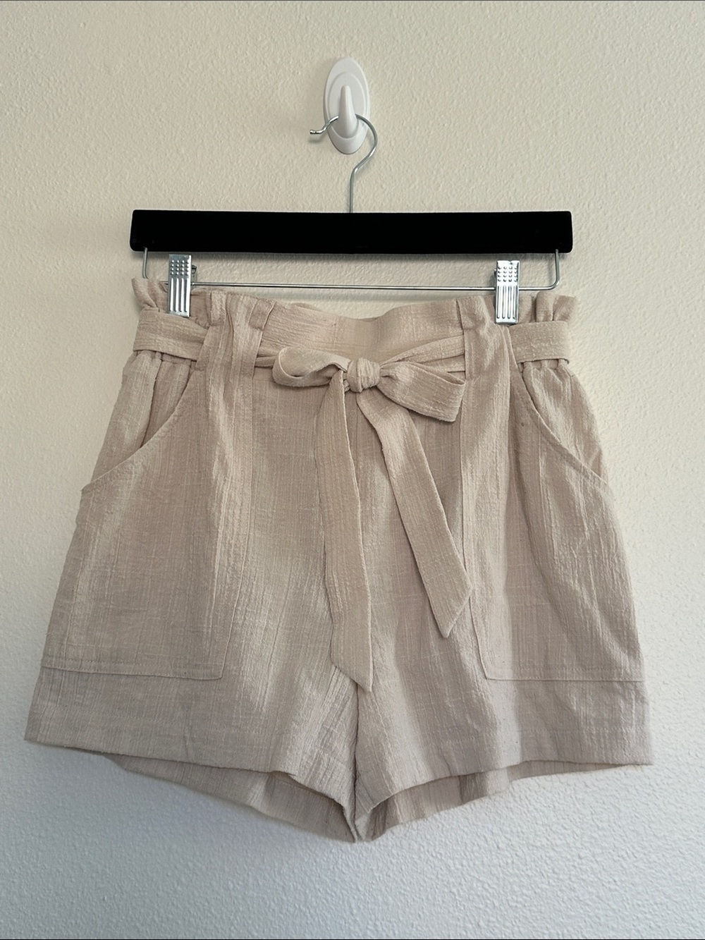 BCX Beige Tie-Waist Shorts